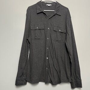 Standard James Perse Men’s Dark Gray Jersey Cotton Long Sleeve Shirt Size XL